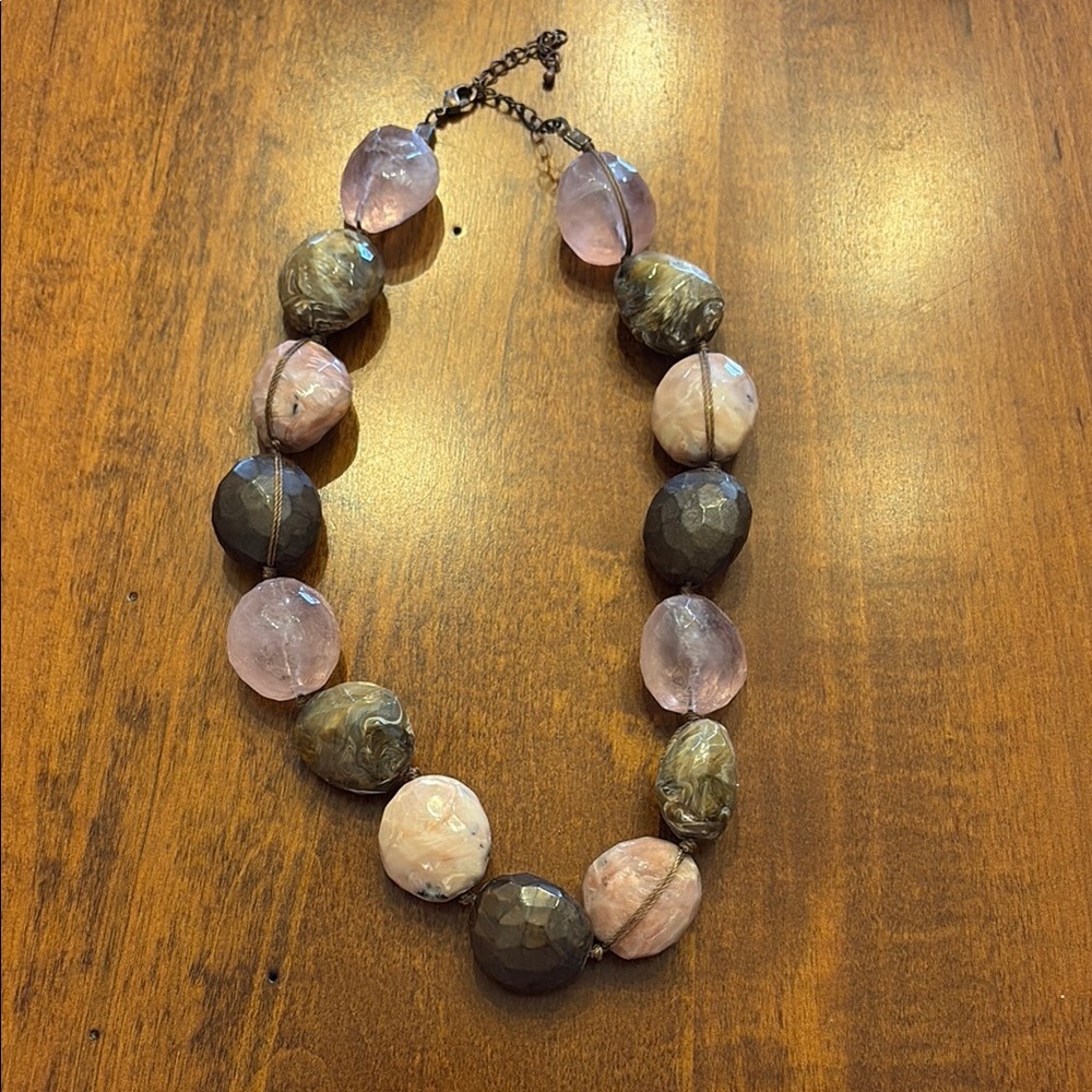 Bold Pink and Gray Statement Necklace